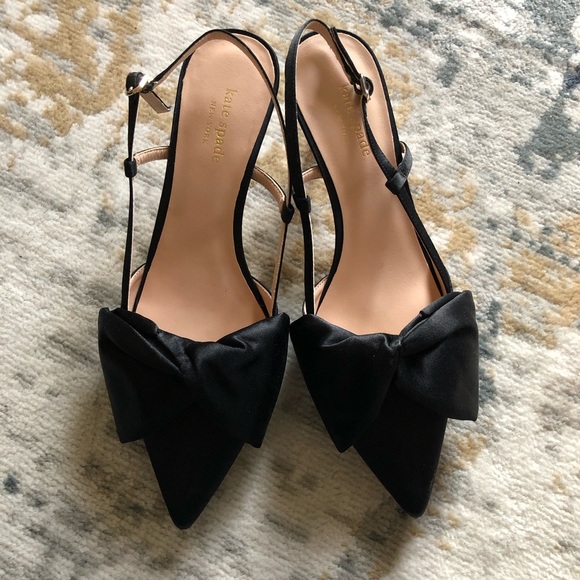 kate spade | Shoes | Kate Spade Marseille Bow Satin Slingback Pumps |  Poshmark